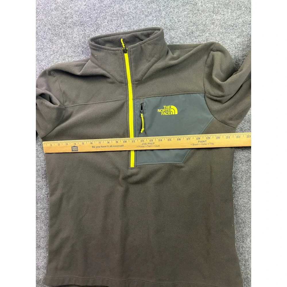 The North Face Fleece Pullover Mens Large Olive Green 1/4 Zip Chest Pocket